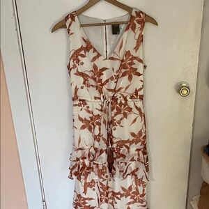 Taylor White Maxi Dress with Rust Floral Print